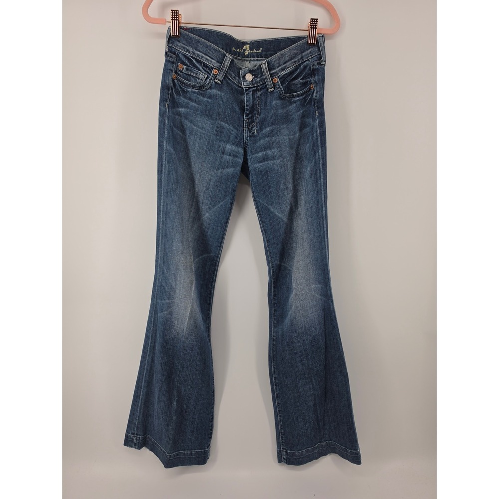 7 For All Mankind Dojo Flare Jeans Medium Wash Wide Leg Denim 26 U115319S-319S
